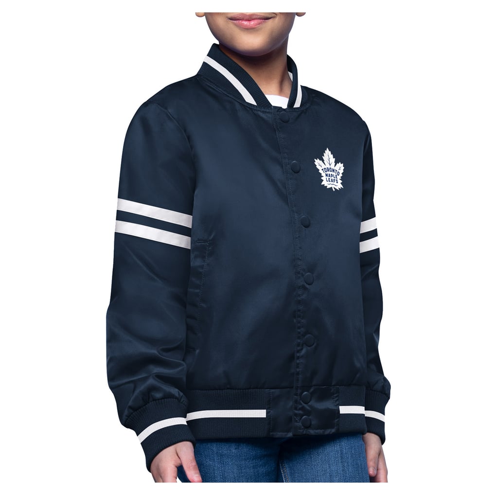  Toronto Maple Leafs Starter Youth Printed Logo Satin Varsity Full-Snap Jacket - Navy